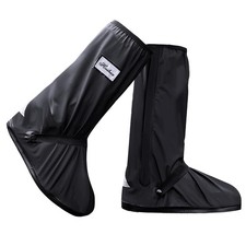 Black Waterproof Rain Boot Shoe Cover with Reflector 1 Pair X-Large