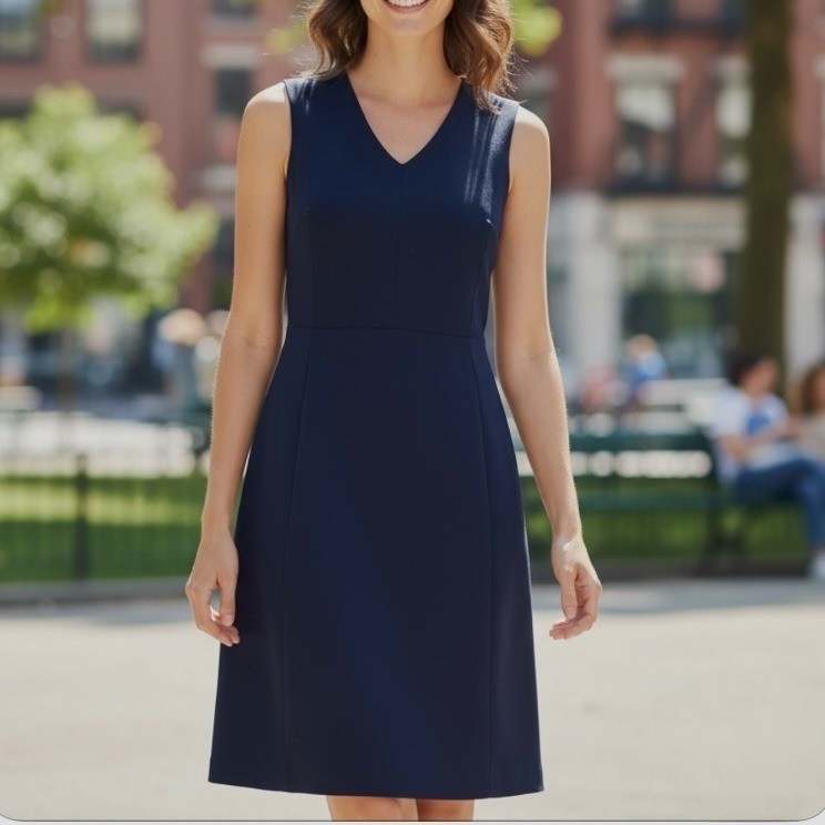M.M. Lafleur | A-Line Midi Dress Navy Size 16 Sleeveless Capsule Wardrobe Staple