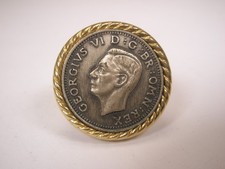 Prince George Sixpenc Coin SINGLE Vintage Cuff Link replacement lost/broken zr17