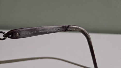Gucci Eyeglasses Frames Burgundy Gunmetal Rectangular Italy 53-15 130 READ - Picture 15 of 17