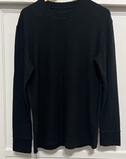 Goodfellow  Co Men  s Ribbed Thermal Henley Size M Black