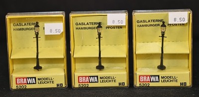 Lot of 3 Brawa 5202 HO Scale Hamburger Gas Lanterns - New in Box (OVP)