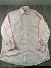Charles Tyrwhitt Dress Shirt Mens 18 34/35 Pink Solid Slim Fit Non Iron LS