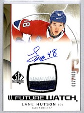 Lane Hutson 2024-25 SP Authentic Future Watch Rookie Auto Patch /100 #139