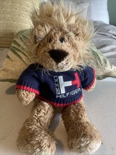 Vintage Tommy Hilfiger 14" Teddy Bear Stuffed Animal Plush w Blue Sweater