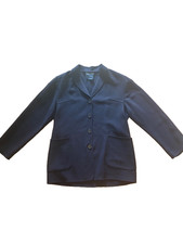 Vtg Escada Elements Women's Black Wool Double Breasted Blazer Size 42 RARE
