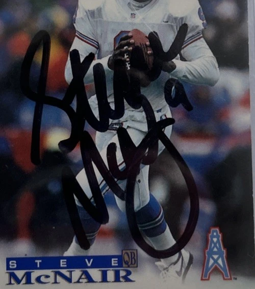 Tarjeta #14 Base NFL Score Pro-Line Steve NcNair 1996 autografiada firmada a mano Foto 3 de 3