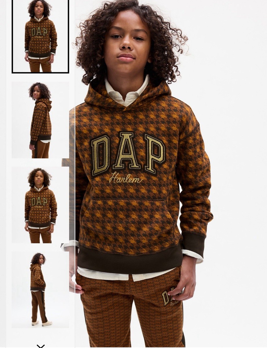GAP x DAP Hoodie Boys XXL Brown Colorway Spell Out Logo Sweatshirt