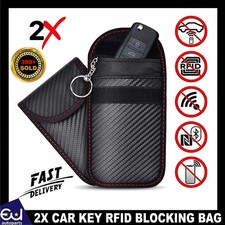 2X RFID BLOCKING CAGE CAR KEY SIGNAL BLOCKER FARADAY POUCH CASE FOB KEYLESS