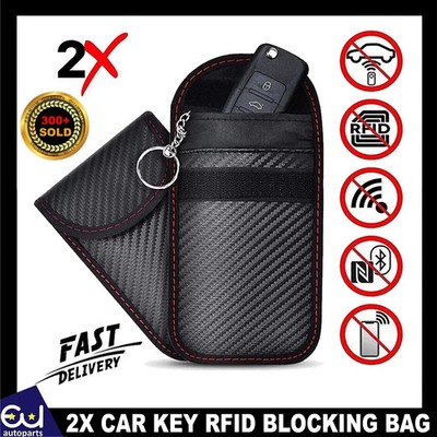 2X RFID BLOCKIERKÄFIG AUTOSCHLÜSSEL SIGNALBLOCKER FARADAY ETUI CASE ANHÄNGER SCHLÜSSELLOS