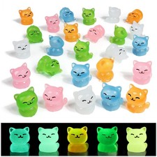 24 PCS Luminous Mini Resin Cats, Miniature Cat Figurines, Tiny Cat Animals Ornam