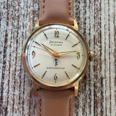 Preziosa 21 Rubis Swiss HAU 70s Herrenuhr Armbanduhr vergoldet Handaufzug