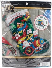 Bucilla 86708 Choo Choo Santa Stocking Felt Applique Kit-18" Long