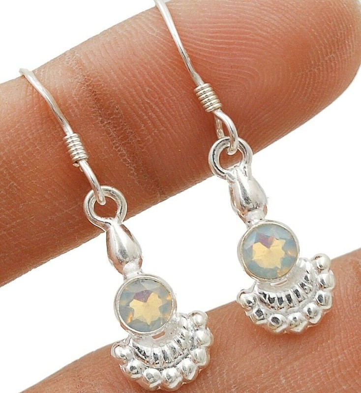 Natural Fire Opalite 925 Solid Sterling Silver Earrings Jewelry 1 1/2'' @9-1