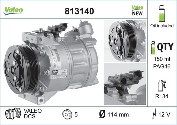 Valeo 813140 Kompressor FüR Klimaanlage Klimakompressor Kompressor Klima-image