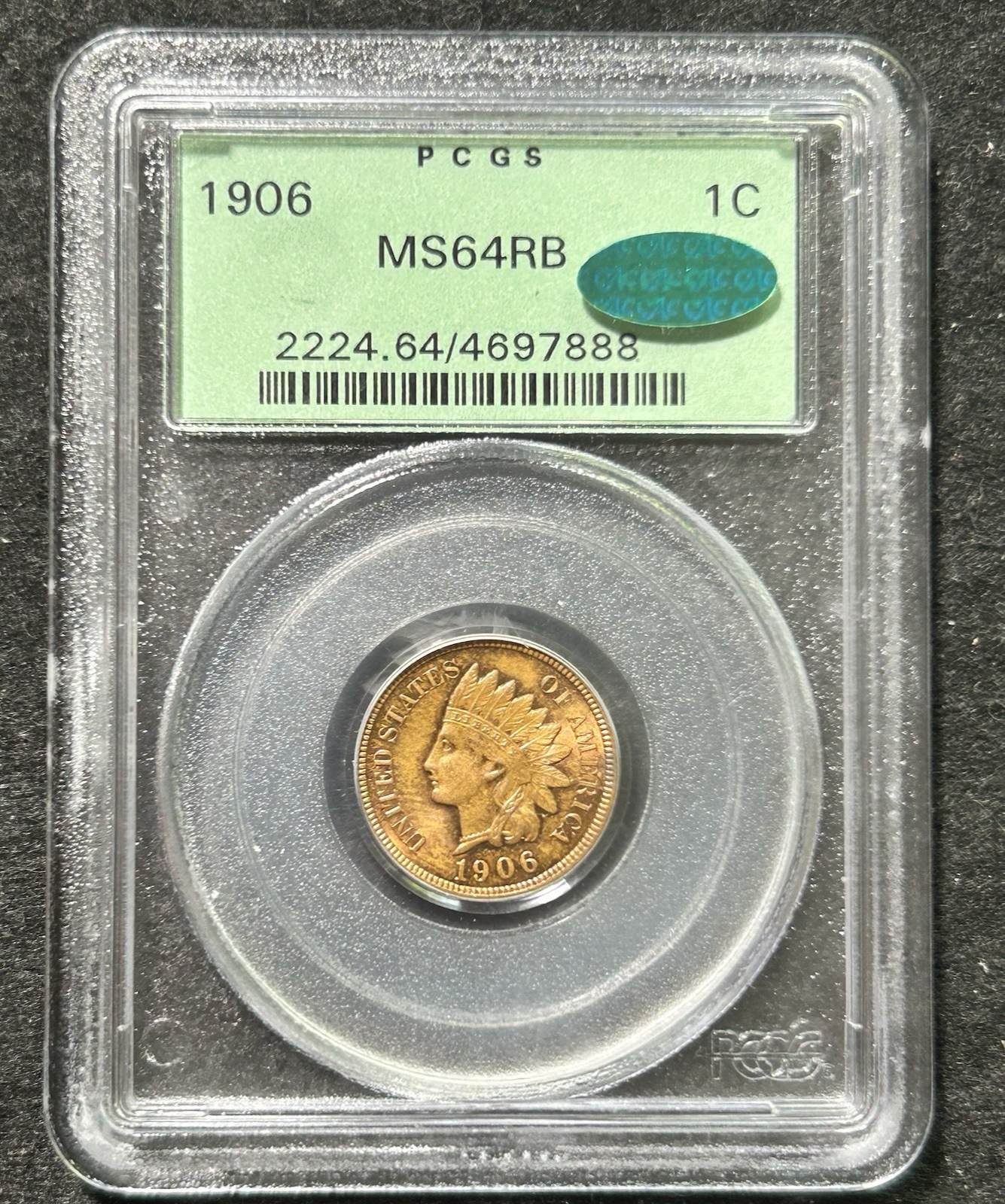 1906 Indian Head Cent PCGS MS-64 RB with the green CAC sticker | eBay