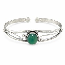 Handcrafted Silver Plated Bangle Gem Bracelet