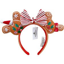 Disney-Parks Minnie Mouse Ears Bow 2022 Christmas Gingerbread Exclusive Headband