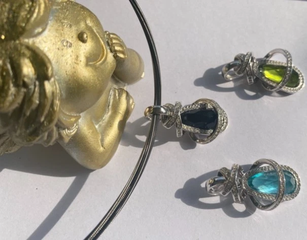  Schmuck Pierre Lang  Anhänger silber türkis  Luxus Edel es glitzert wie Neu  - Bild 3 von 3