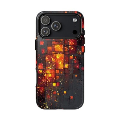 Phone Ink - iPhone | Galaxy | Pixel Case - Abstract Fiery Orange Grid