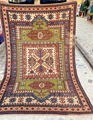 8 X 5 COLLECTORS' ITEM Antique Above 100 Years Old Caucasian Russian Kazak Rug