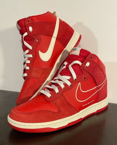 NIKE MENS SIZE 10 SHOES DUNK HIGH SE FIRST USE PACK UNIVERSITY RED DH0960-600