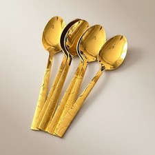 Golden Teaspoons Set Table Tea Spoon Premium Stainless Steel Coffee Cutlery 6