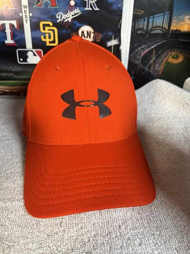 Under Armour Orange Adjustable Baseball Hat Cap Size Med/Large Men Sports