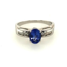 LeVian 1 1/4 cts Blue Tanzanite and Diamond Ring in 14K White Gold Sz9