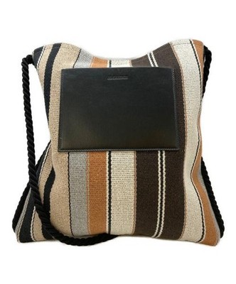 JIL SANDER                    Canvas Tote Bag Black x Beige