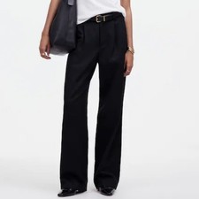 Madewell Slouchy Straight Pants Womens 2 Black Twill Dress Trousers Workwear NWT