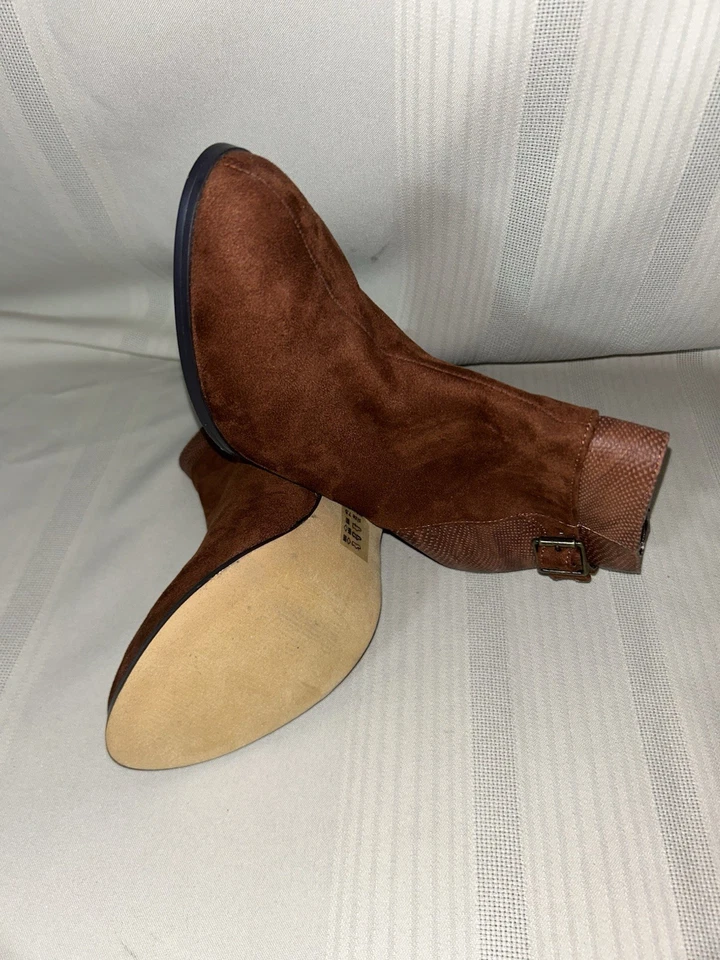 Michael Antonio Gamuza Tacón Alto Botines Mujer Zapatos 7.5 Marrón Foto 4 de 4