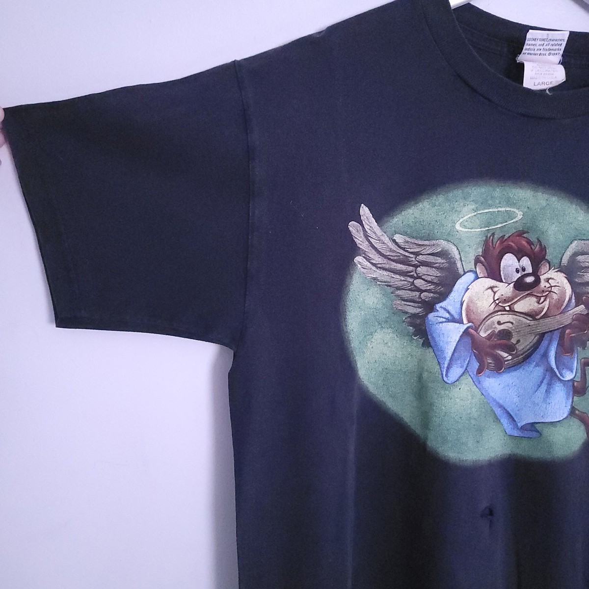 Vintage 90s Looney Tunes Taz T-Shirt Mens Large Angel Devil 90s