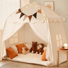 Extra Large Kids Play Tent with Flags Star Lights Portable Foldable 59x39x59