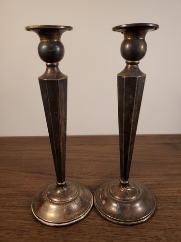 Vintage Octagonal Weighted Sterling Silver Tall Candle Holders 319 Dragon logo - Picture 11 of 20