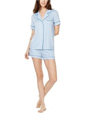 ALFANI Womens Light Blue Tagless Button Up Top Shorts Pants Pajamas XXL