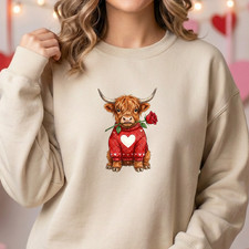 Valentines Highland Cow Sweatshirt Cute Cow Lover Gift