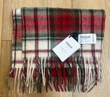 Authentic Edinburgh Tartan Red Green Plaid Lambswool Scarf NWT