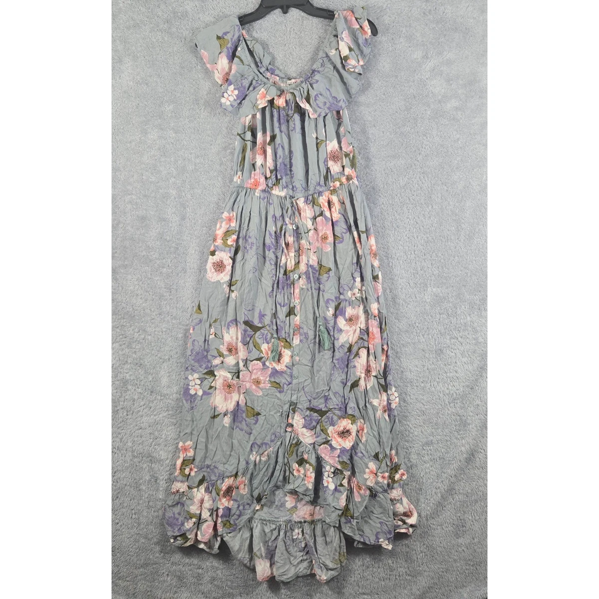 bonito ruffle maxi dress Santiago Cut-Out Ruffle Maxi Dress Blush