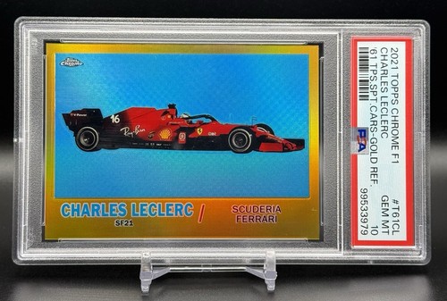 2021 Topps Chrome F1 Charles Leclerc /50 Gold PSA 10 '61 Sports Cars T61-CL SF21 - Picture 3 of 5