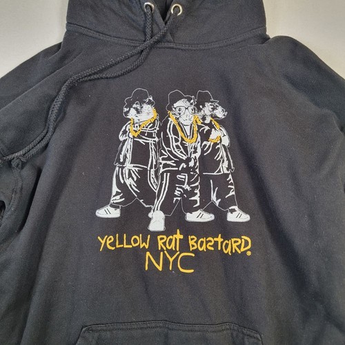 Yellow Rat Bastard NYC Area Code 212 Tag Hoodie Sz M Black SEE MEASUREMENTS - Picture 3 of 8
