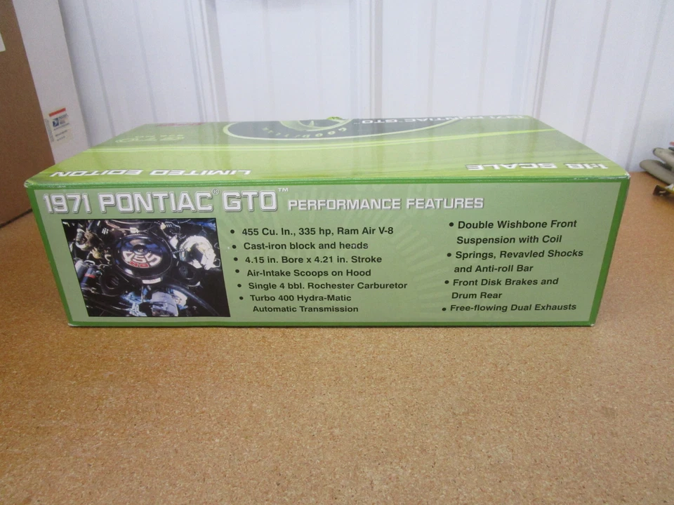 1971 Pontiac GTO GMP 1/18 diecast car box NEVER DISPLAYED 1 of 2004 limited - Image 4 of 4