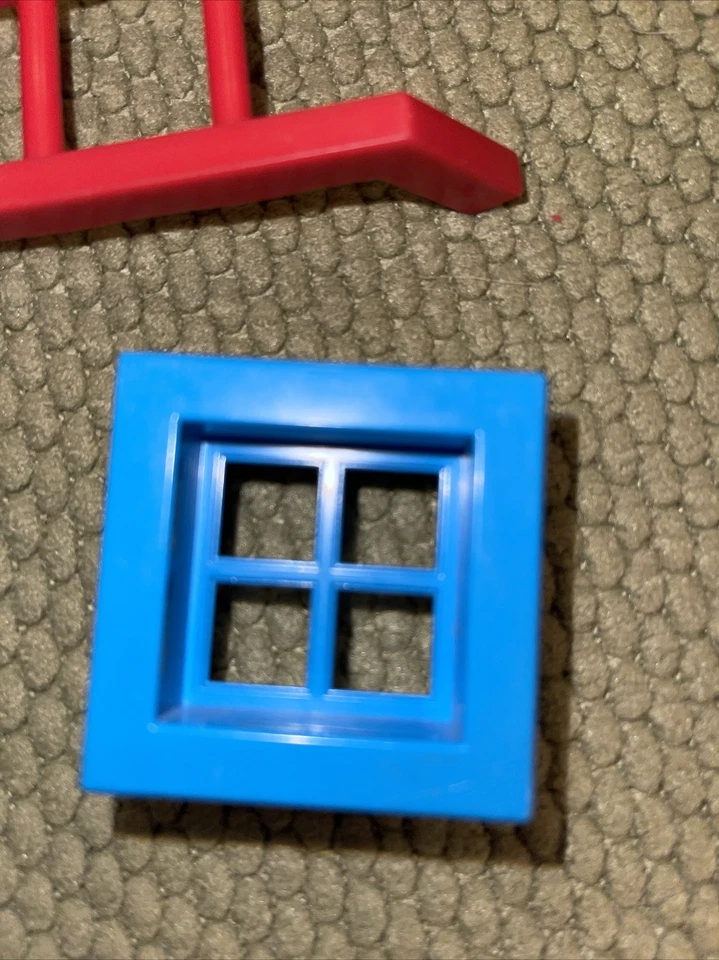 Lincoln Logs BLUE WINDOW And Chimney - Red Ladder- PARTS Lot of 3 Replacement - Image 2 of 4