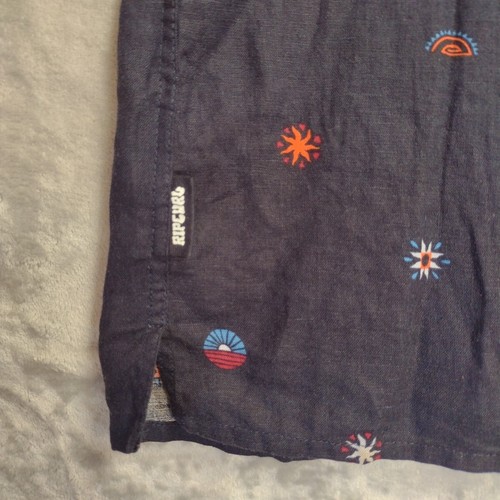 Rip Curl All Over Print AOP Stars Sun Linen Blend Button Up Short Slv Shirt XL - Picture 7 of 8