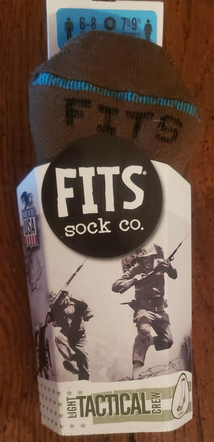 FITS Sock Co. Light Tactical Crew Hiking Socks Merino Wool Medium Solid Coyote