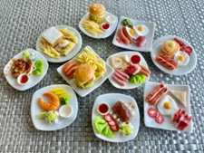 lot 1:6 Dollhouse Miniature clay Food Breakfast lunch dinner ceramic plate meal