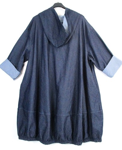 Lagenlook 75 % Baumwolle Denim Kapuzen-Staubjacke/Mantel Einheitsgröße: Plus 16-20 - Bild 2 von 11