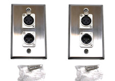  2 Two Double XLR Single Wall Plates w/ Neutrik Male  Female Stainless Steel