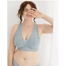 Aerie Tan Eyelash Lace Plunge Bralette Size Small