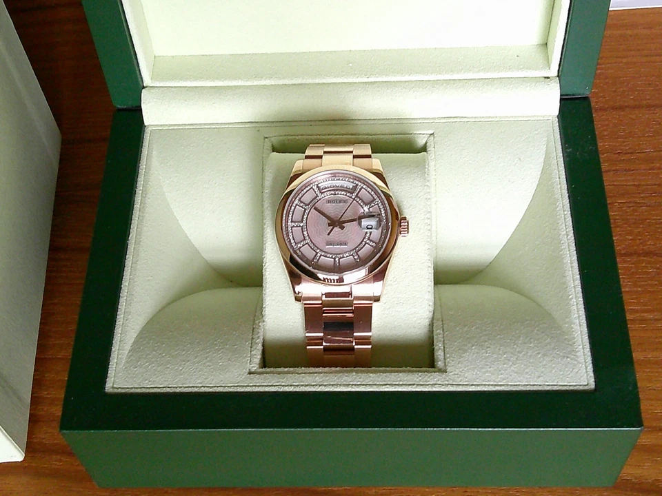 Rolex день Дата 36 розовый перламутр карусель бриллиант циферблат Everose 118205 - Изображение 3 из 4